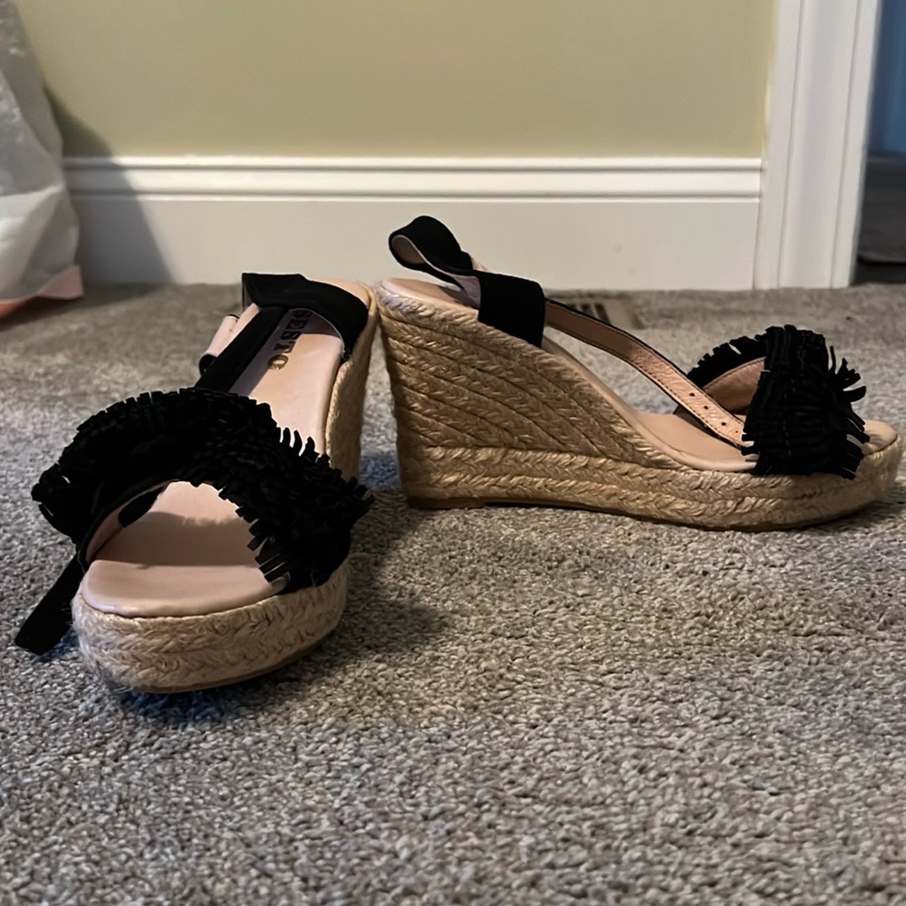 Never worn Cute and fun black espadrille wedges